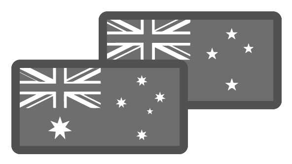 Australia and New Zealand flag icons