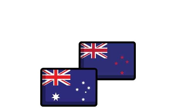 Australia and New Zealand flag icons